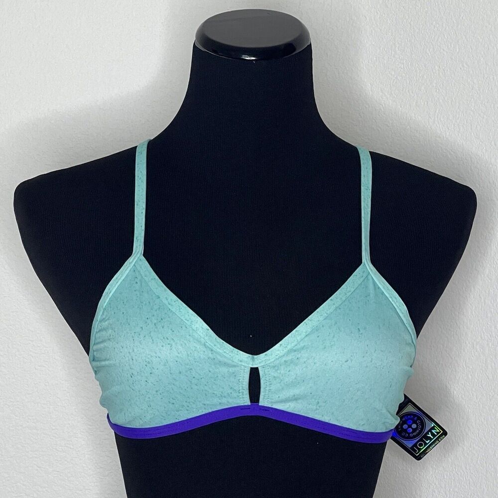 Jolyn Vent Bikini Top Blue Purple Trim‎ Small New WIth Tags